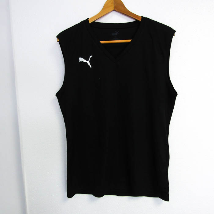 プーマ ノースリーブ タンクトップ シャツ Vネック 大きいサイズ スポーツウエア トップス メンズ XLサイズ ブラック系 PUMA