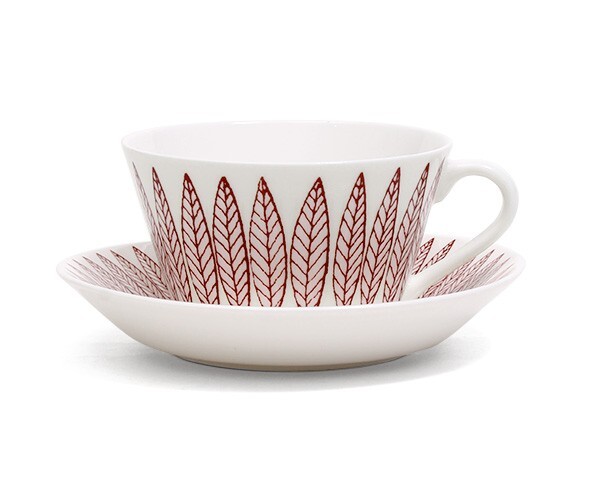 復刻版 グスタフスベリ サリックス レッド ティーカップ＆ソーサー GUSTAVSBERG Salix Red ギフト 結婚祝い プレゼント 贈り物