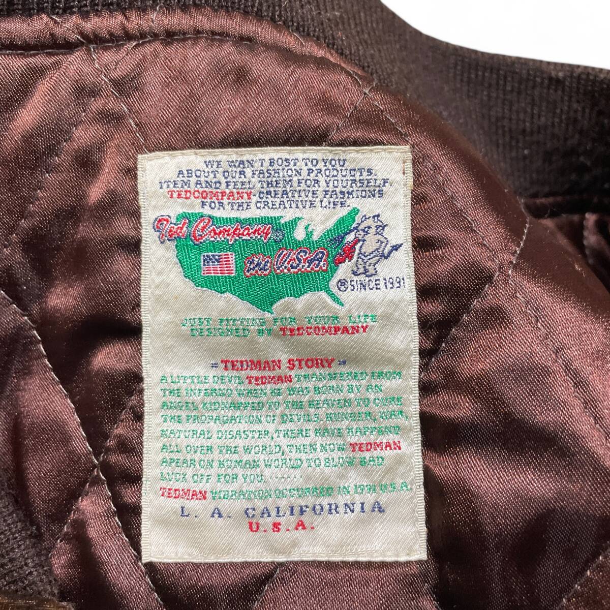 TEDMAN テッドマン ベロアスカジャン 茶色 ブラウン 古着 袖刺繍 TEDMAN テッドマン ベロアスカジャン 茶色 ブラウン 古着 袖刺繍