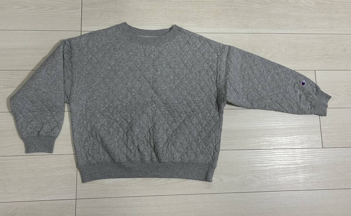 ★Champion チャンピオン レディース 長(zhǎng)袖 キルティング スウェット トレーナー Lサイズ グレー★