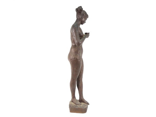 真作/矢野秀徳/「鳩と女」/ブロンズ像/裸婦像/高:50cm/重:5.5kg 真作/矢野秀徳/「鳩と女」/ブロンズ像/裸婦像/高:50cm/重:5.5kg