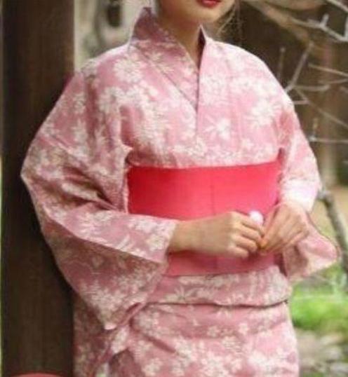 ◆高級綿麻浴衣◆大人浴衣◆しとやか桜舞う古典花浴衣　さまざまな小花柄★新品未使用　呉服店購入　ゆかたキモノ着物