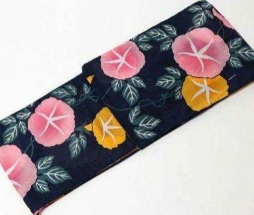 ★高級変わり織り★紺地に朝顔浴衣　新品 呉服店購入 限定★あさがお柄 和装 大正ロマン 浴衣セット レディース 着物 浴衣