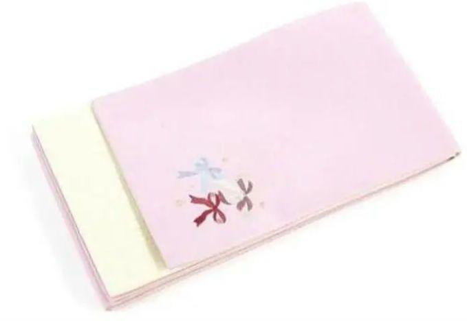 【純日本製】桜×白の上品リボン半幅帯◆浴衣帯小袋帯■リバーシブル帯■小杉織物謹製★新品未使用　浴衣に着物帯に　ピンクホワイト