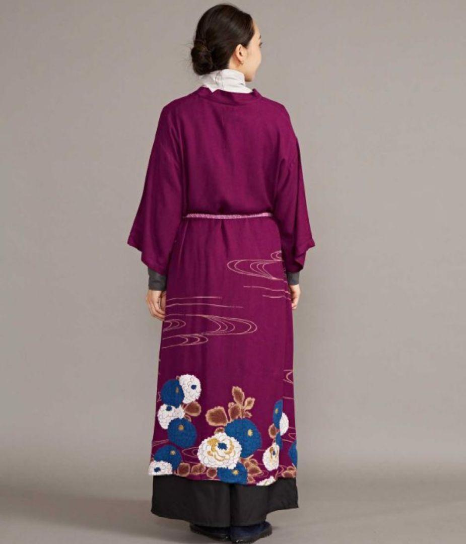 【職人手作り】和モダン金刺繍の牡丹柄ワンピース◆新品紫◆着物みたいに着こなせる◆ロングワンピース_画像4