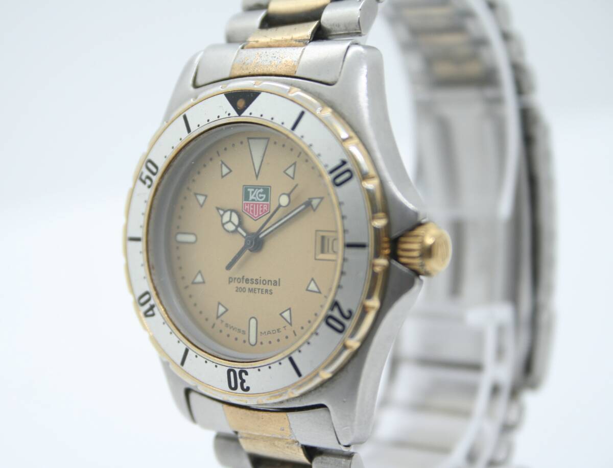 [ хорошая вещь с гарантией рабочее состояние подтверждено ]TAG HEUER 2000 Professional 974.013 Quartz Date 200m Gold Dial Boys TAG Heuer кварц boys #T396