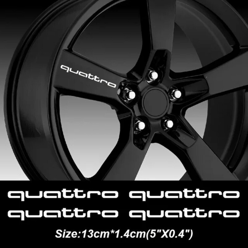 アウディ quattro(クワトロ) ステッカー 大【ホワイト】A1 A2 A3 A4 A5 A6 A7 A8 Q1 Q2 Q3 Q4 Q5 Q6 Q7 Q8 B5 B6 B7 B8 C5 C6 C7 V8 S-line_画像1