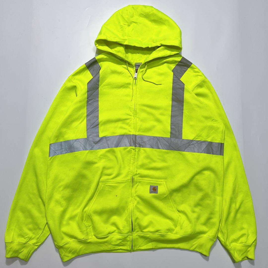carhartt カーハート ジップアップパーカー フーディー 2XL 蛍光 carhartt カーハート ジップアップパーカー フーディー 2XL 蛍光