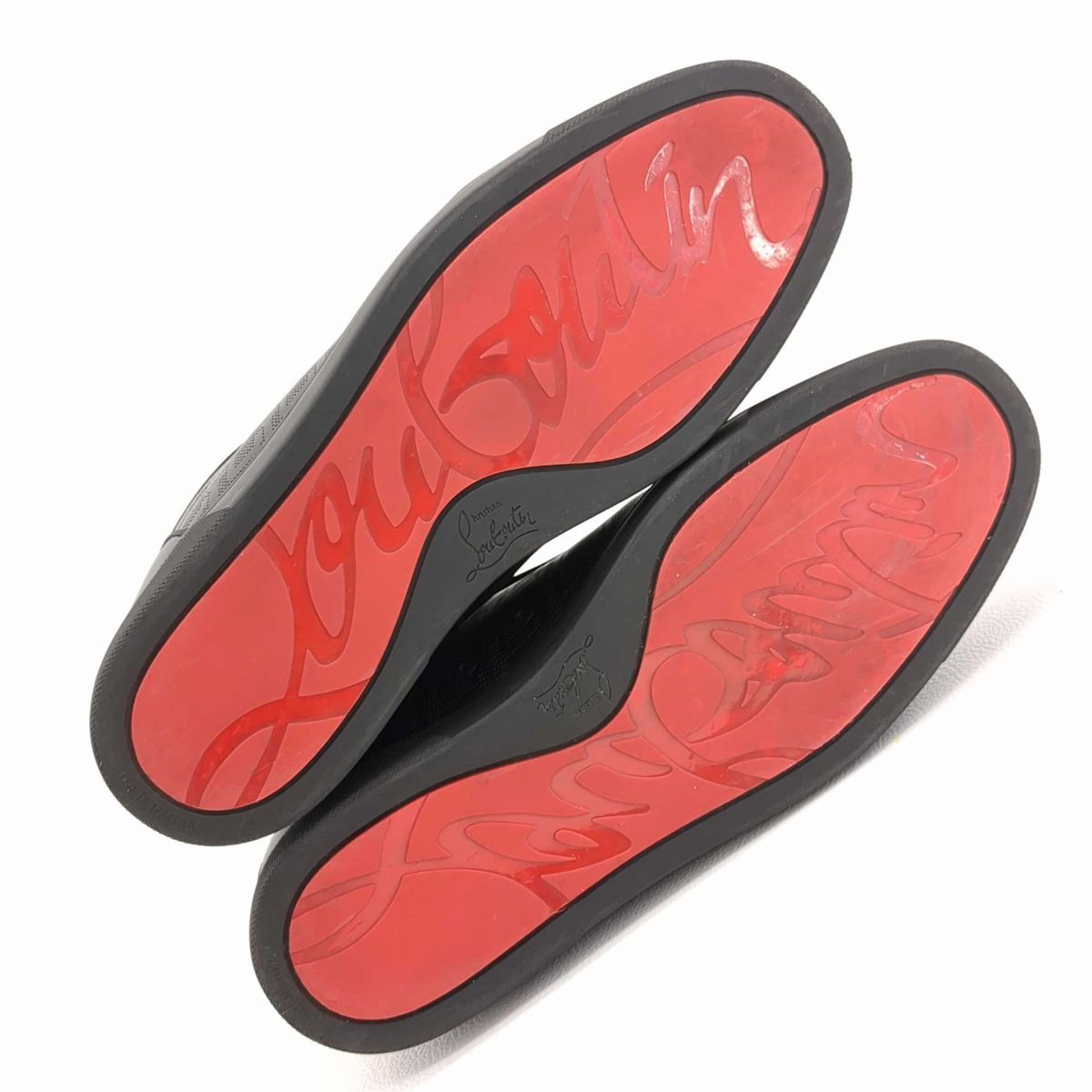 ルブタン　メンズスニーカー　ジャガード　ハイトップ　ブラック　黒　レザー　サイズ44　Christian Louboutin　中古◆3111/藤枝インター店