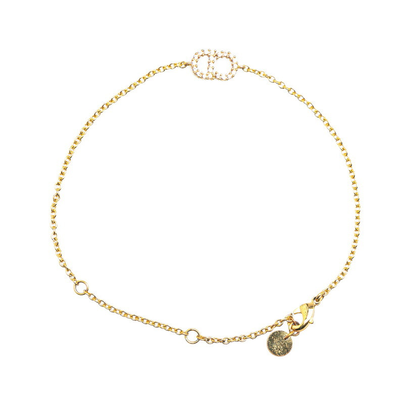  Dior CD Logo стразы цепь браслет Gold металлизированный женский Dior [ б/у ]