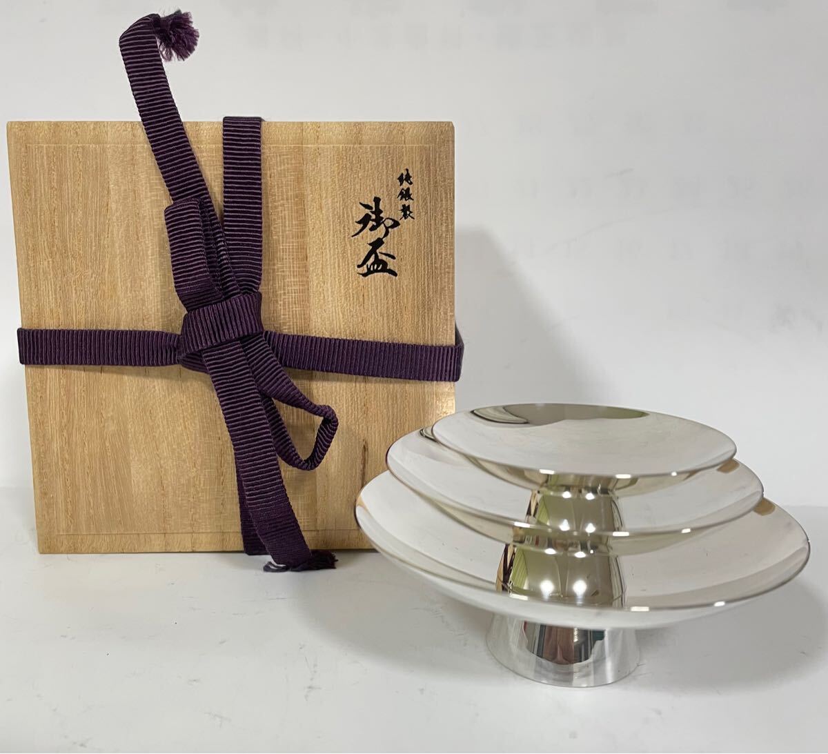 独特の素材 銀盃 重さ約142.76g 純銀製 木箱付 1000 SILVER 工芸品