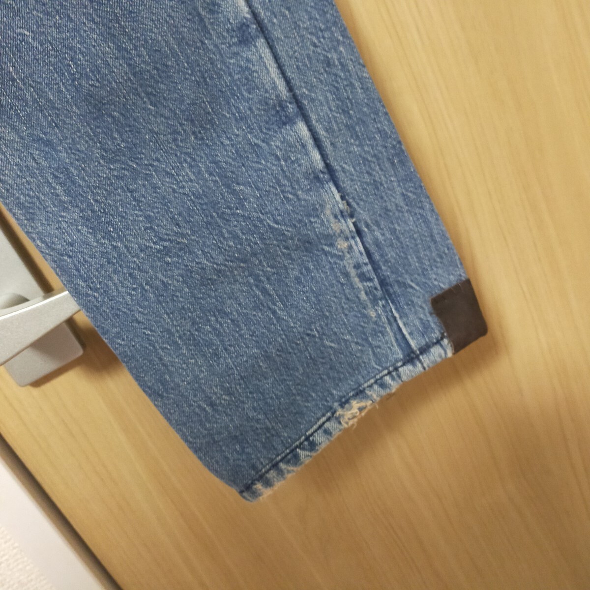 POLO RALPH LAUREN ポロ ラルフローレン レザー切替 パッチワーク リペア加工 デニムパンツ ジーンズ ユーズド加工 W30 インディゴブルー