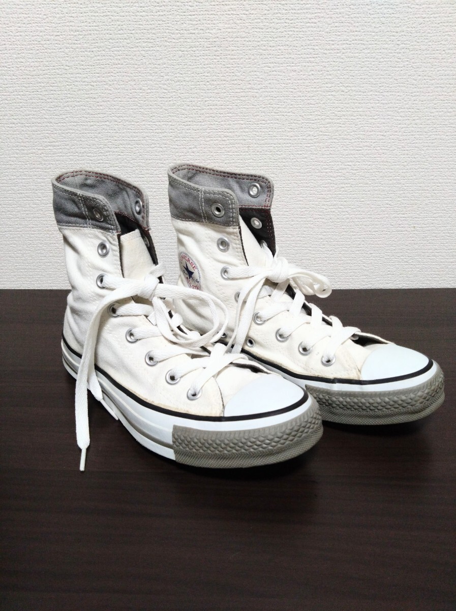 コンバース　オールスター　ハイカット　ホワイト　スニーカー　グレー ターンダウン　2009年製