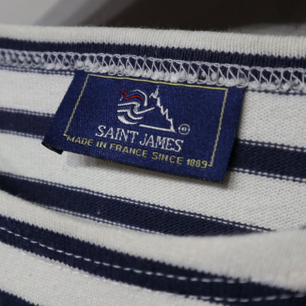 【即決】80s saint james セントジェームス ウエッソン バスクシャツ ボーダー カットソー ホワイト ネイビー 白 紺色 ユーロ フランス製 _画像9