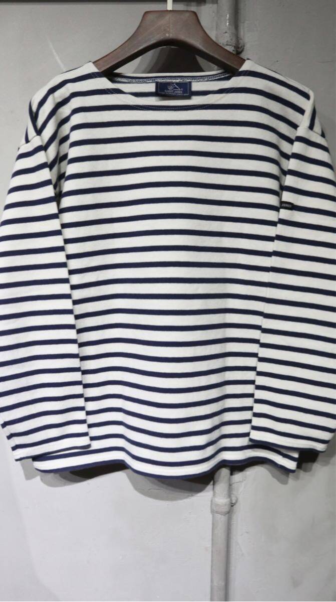【即決】80s saint james セントジェームス ウエッソン バスクシャツ ボーダー カットソー ホワイト ネイビー 白 紺色 ユーロ フランス製 _画像2