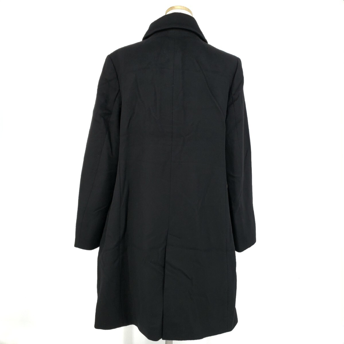 ＊a 【高級(jí) カシミヤの滑らか質(zhì)感】 元町ゼラール Zelal MOTOMACHI カシミヤ ステンカラーコート 15ARサイズ 婦人服 アウター 黒 ブラック