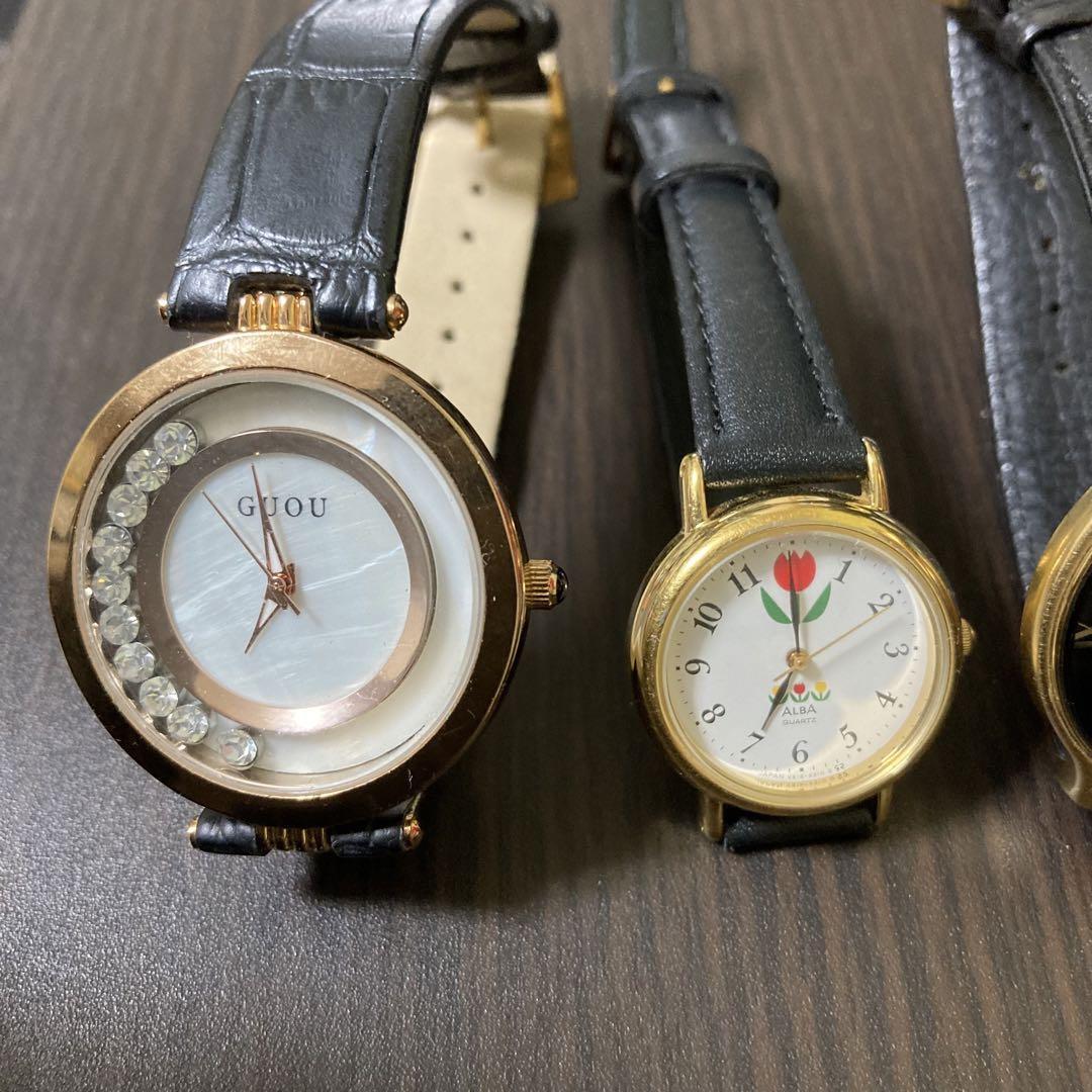 まとめ 腕時(shí)計(jì) 3本 クォーツ 3針 GUOU ALBA GUY LAROCHE アルバ ギ?ラロッシュ アナログ フェイス ラウンド 電池交換済
