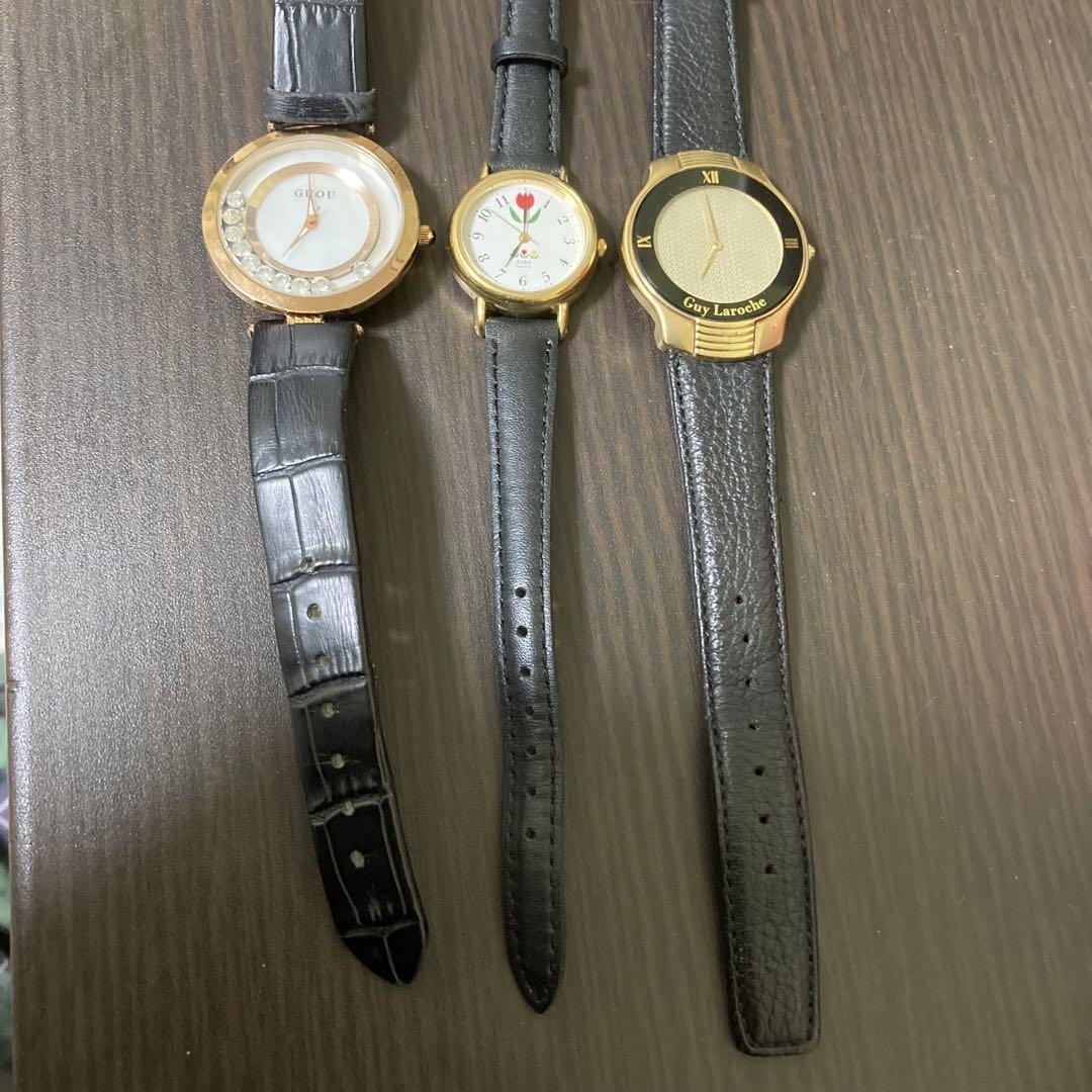 まとめ 腕時(shí)計(jì) 3本 クォーツ 3針 GUOU ALBA GUY LAROCHE アルバ ギ?ラロッシュ アナログ フェイス ラウンド 電池交換済
