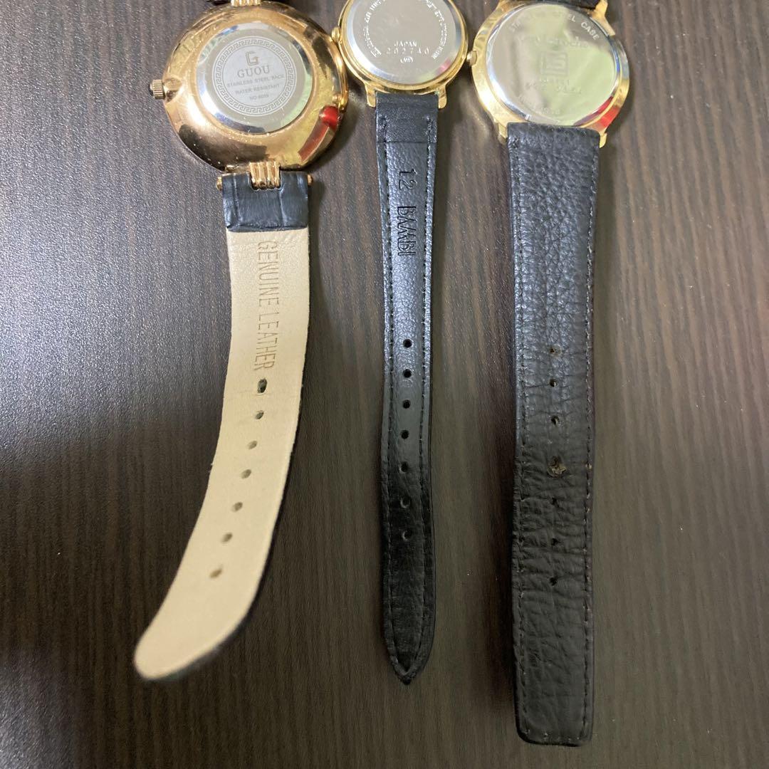まとめ 腕時(shí)計(jì) 3本 クォーツ 3針 GUOU ALBA GUY LAROCHE アルバ ギ?ラロッシュ アナログ フェイス ラウンド 電池交換済