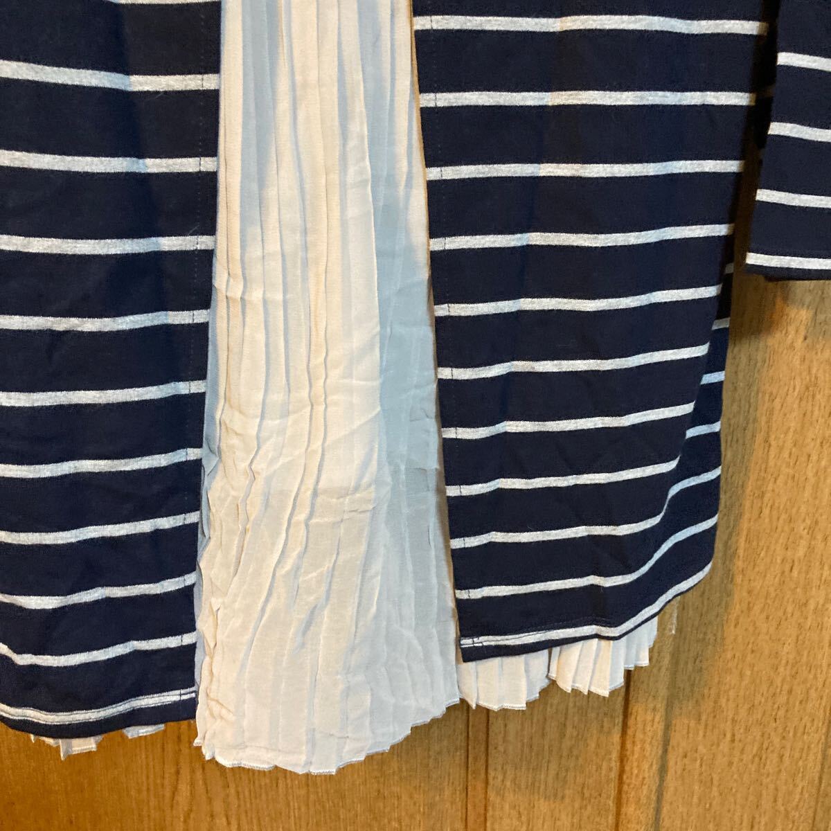 サイズL 身幅56 ゆったりボーダーカットソー　チュニック　シフォンギャザー♪_画像3