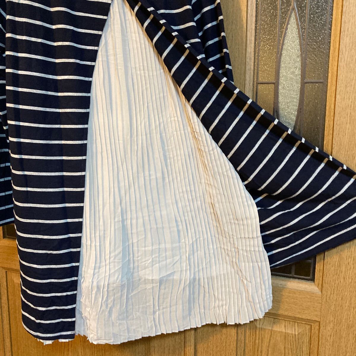 サイズL 身幅56 ゆったりボーダーカットソー　チュニック　シフォンギャザー♪_画像4