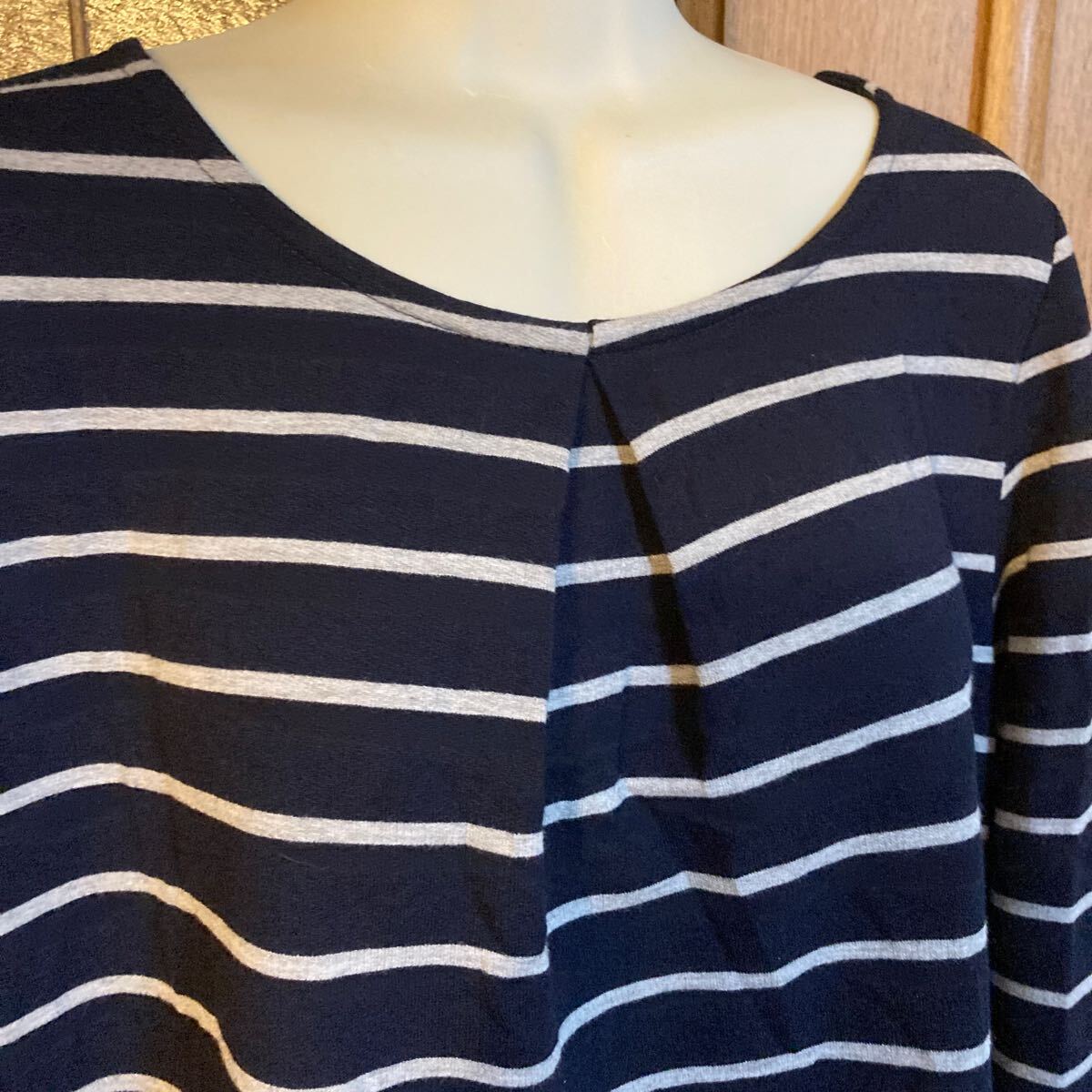 サイズL 身幅56 ゆったりボーダーカットソー　チュニック　シフォンギャザー♪_画像5