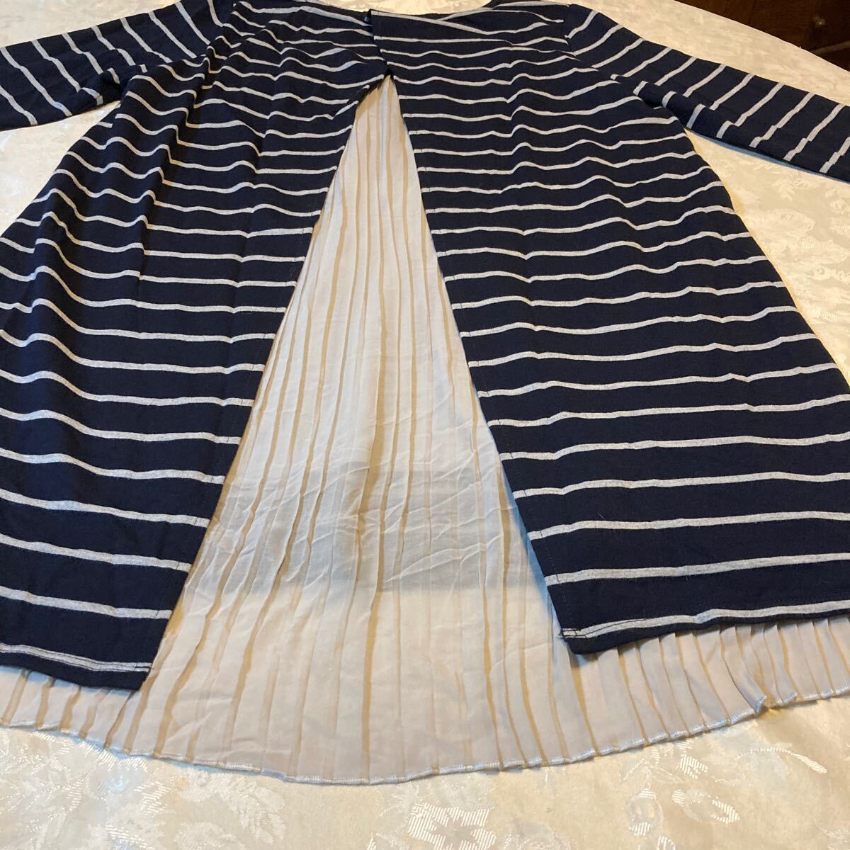 サイズL 身幅56 ゆったりボーダーカットソー　チュニック　シフォンギャザー♪_画像10