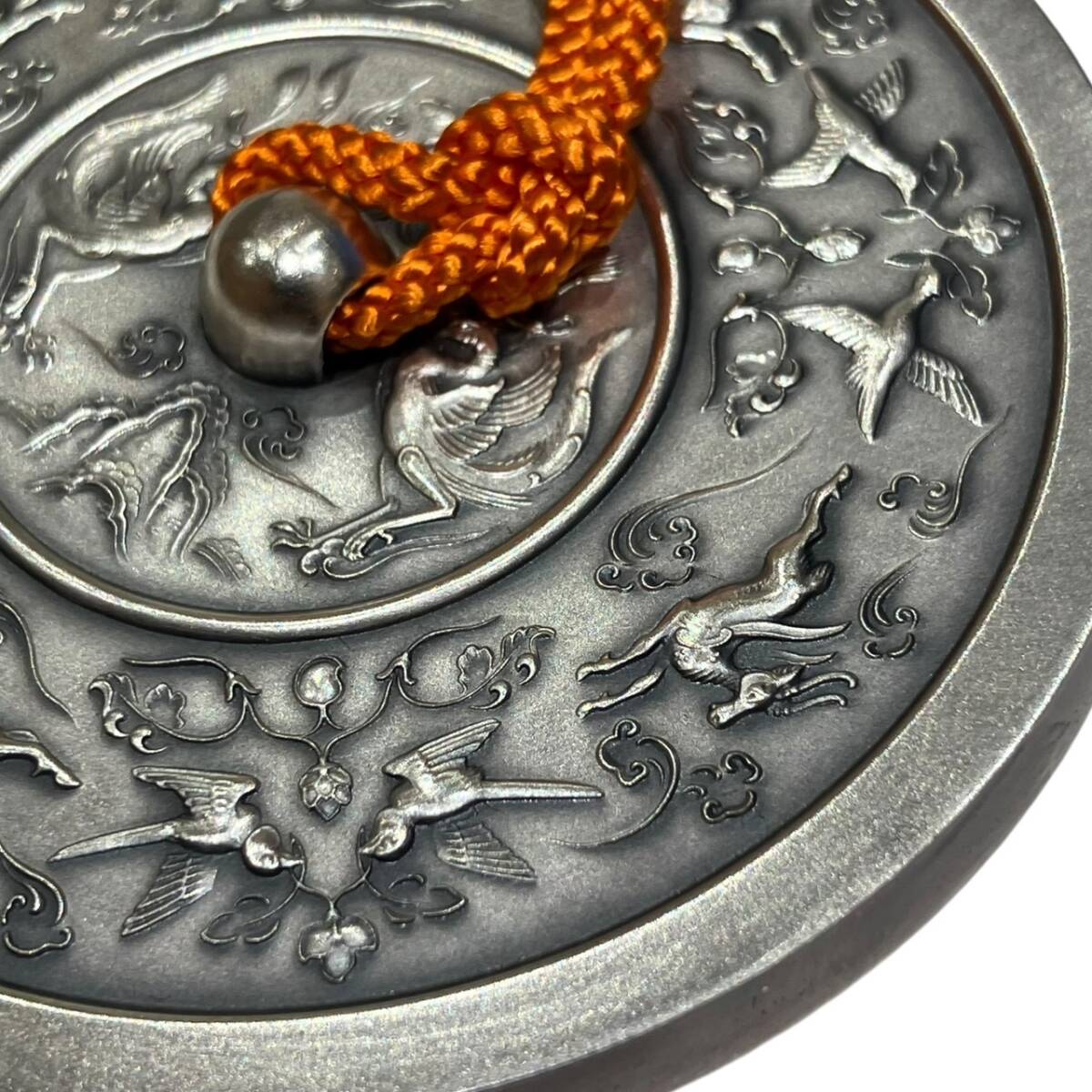 造幣局製 文鎮 古鏡文鎮 鳥獣文様 純銀 SV1000 silver シルバー 造幣局製 文鎮 古鏡文鎮 鳥獣文様 純銀 SV1000 silver シルバー