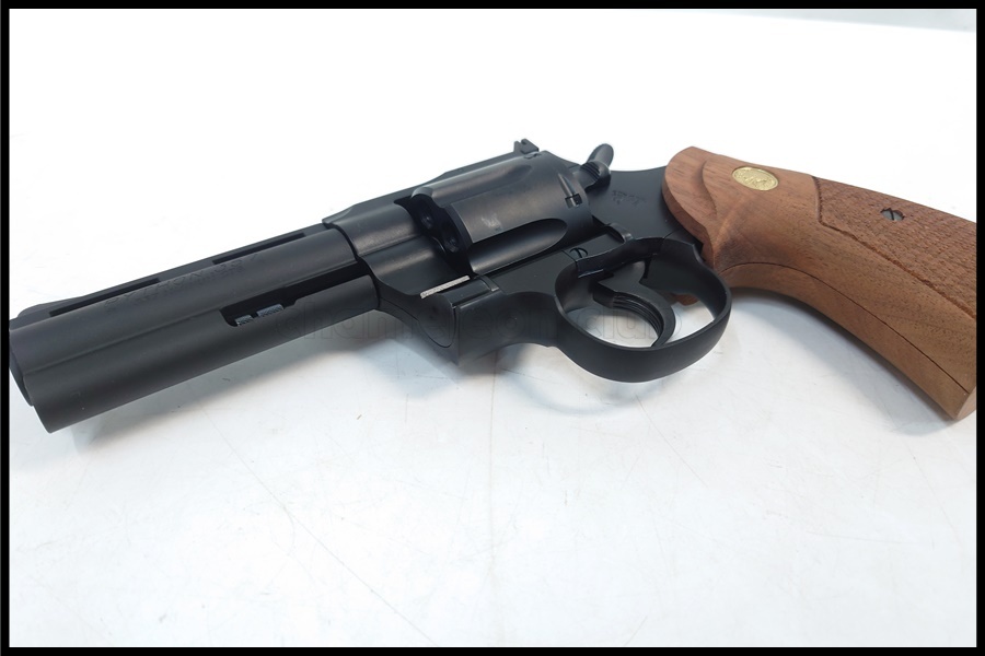  Tokyo )tanaka Colt python 357 Magnum 4 -inch R model HW gas revolver wooden Gris present condition goods 