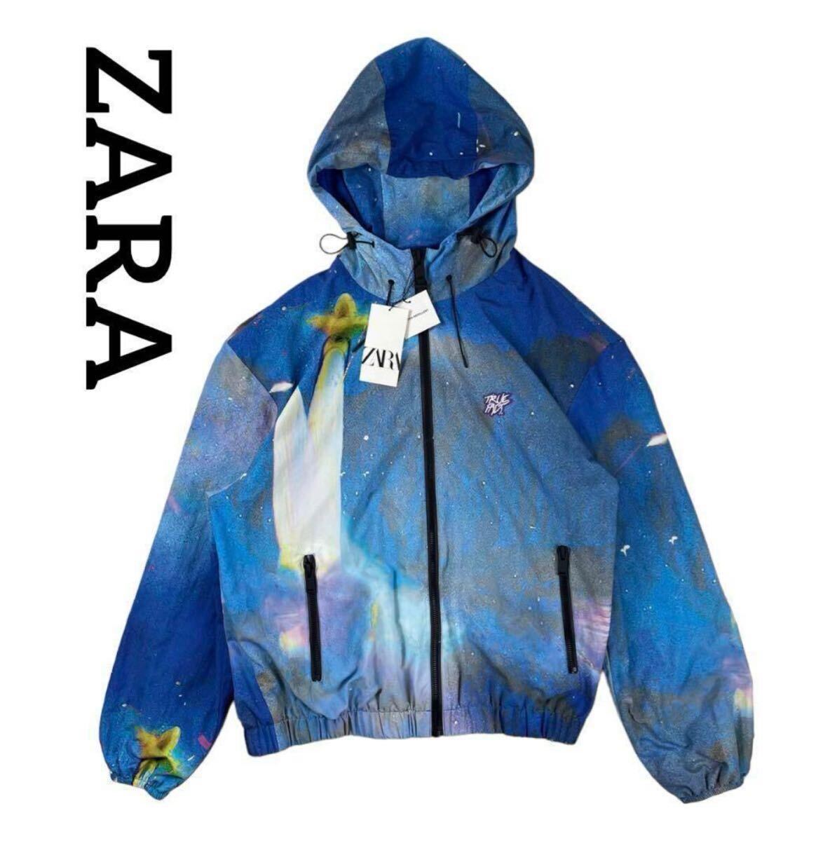 ZARA ザラ オーバーサイズ総柄ナイロンパーカー 撥水 新品未使用タグ付きす