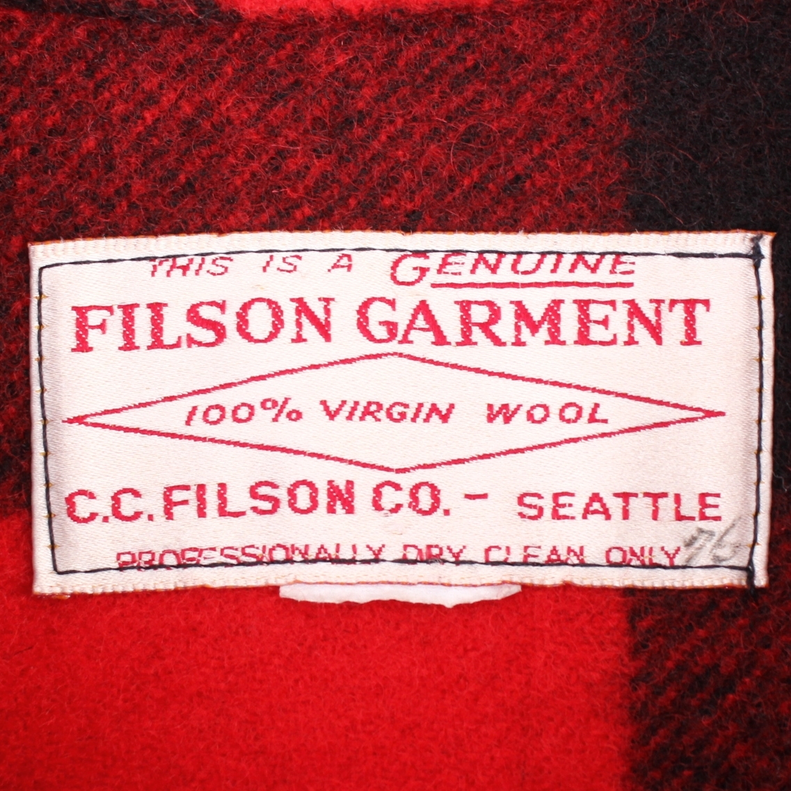 (44604)極上美品FILSONフィルソンMADE IN USAダブルマッキーノクルーザー42 (赤レッド黒ブラック アメリカ制ウールメルトンジャケット)