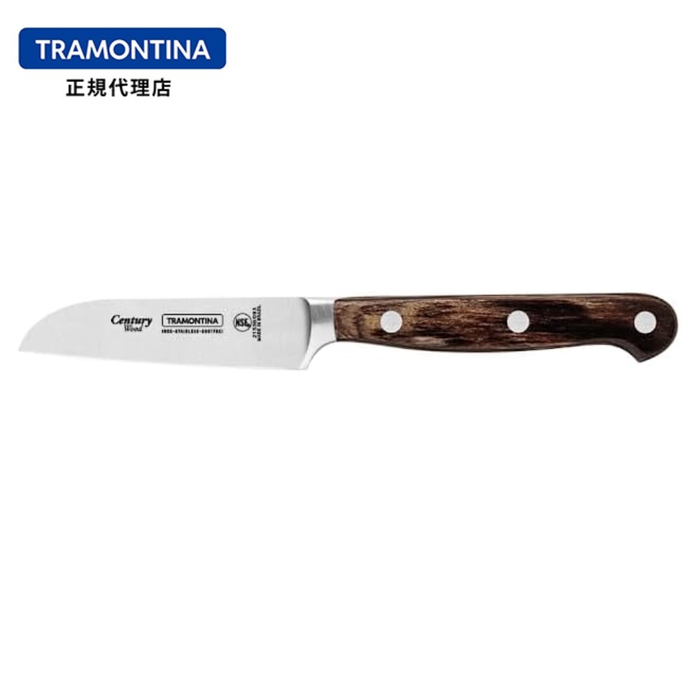 【クーポン使用で20％OFF】TRAMONTINA 木柄 パーリングナイフ 3インチ センチュリーウッド モリブデン鋼添加ステンレス 全長18cm【TW12】