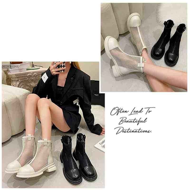  shoes short boots soft mesh ventilation eminent beautiful legs legs length summer boots 38 black 