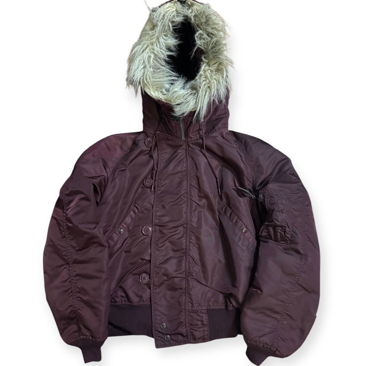 稀少色ボルドー ALPHA INDUSTRIES 90s 黒タグ USA製 N-2B 短丈 稀少色ボルドー ALPHA INDUSTRIES 90s 黒タグ USA製 N-2B 短丈