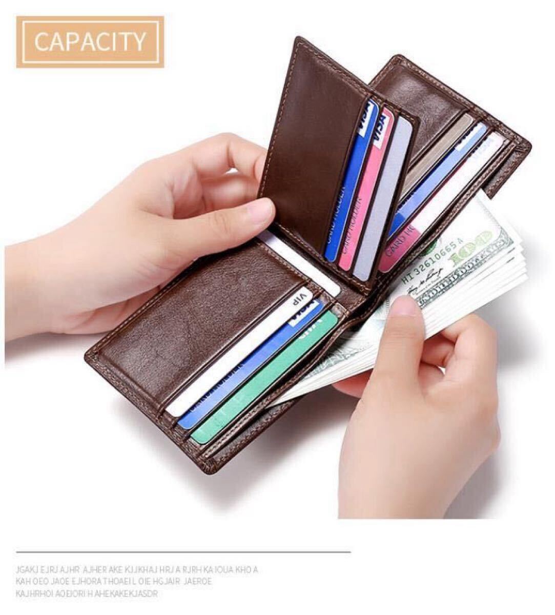 牛革メンズ 財布 、コンパクト財布、カード12枚収納、 RFID スキミング防止 上質＊新品＊當日発送（薄いブラウン）