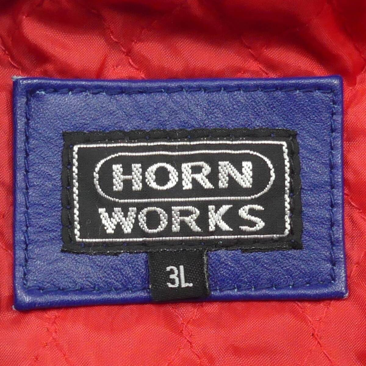 即決★HORN WORKS★メンズ 3L レザーライダースジャケット ホーンワークス 青 本革 ダブル 本皮 パンクロック ライディング ツーリング