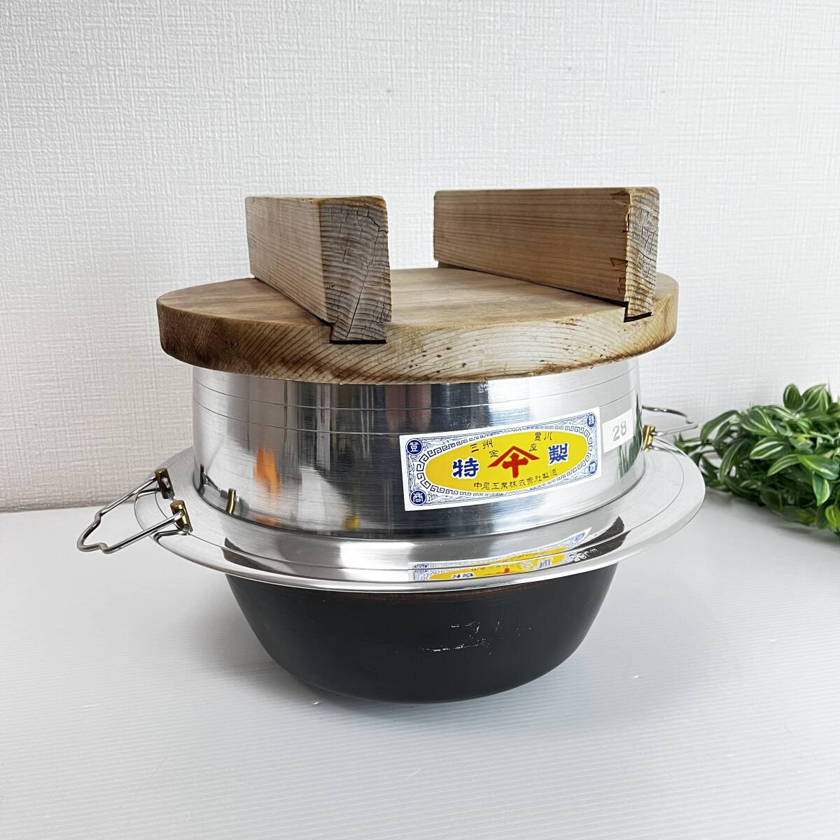 未使用!◇三州豊川【28cm 羽釜】おまけ木蓋付◇アルミ製 炊出し 未使用!◇三州豊川【28cm 羽釜】おまけ木蓋付◇アルミ製 炊出し