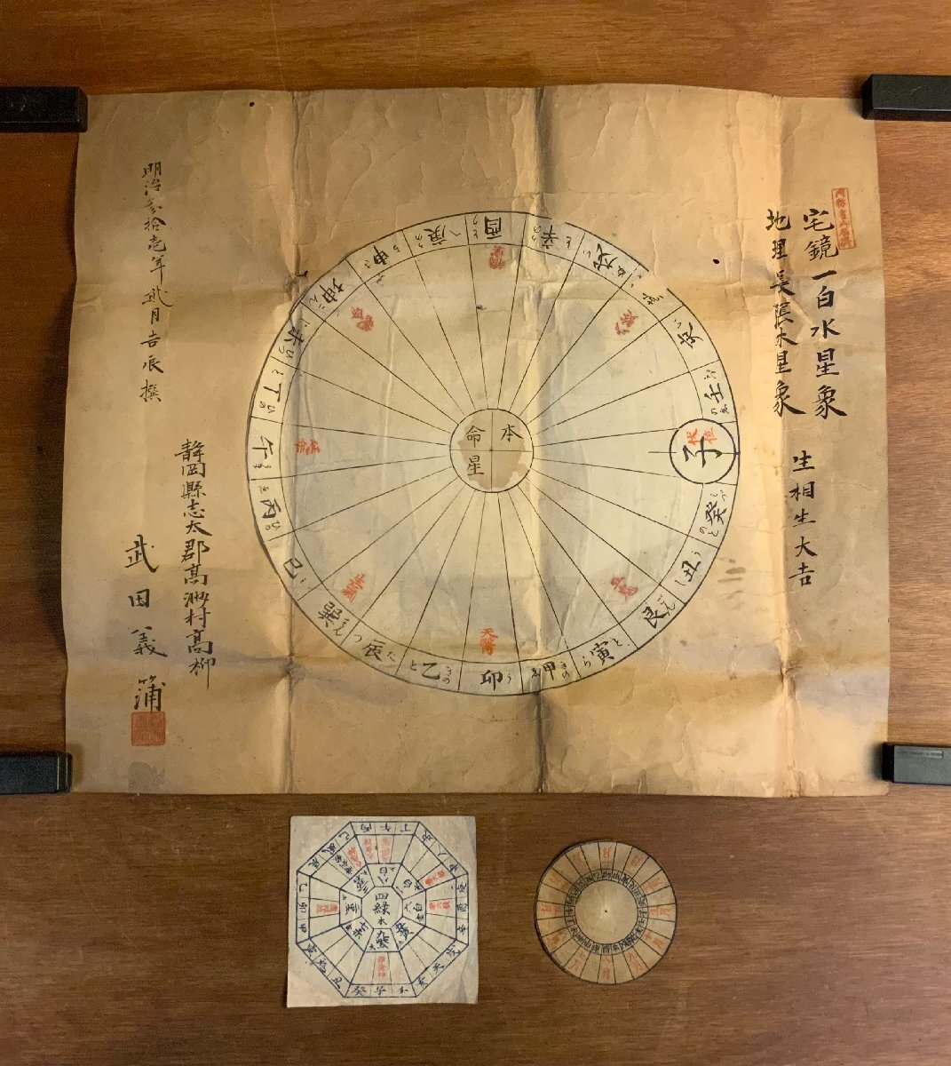 LL-9854 ■送料込■ 家相 宅鏡八門変革図 明治31年 武田義蒲 在銘 落款 占い 陰陽 静岡県 和書 古書 古文書 /くJYら