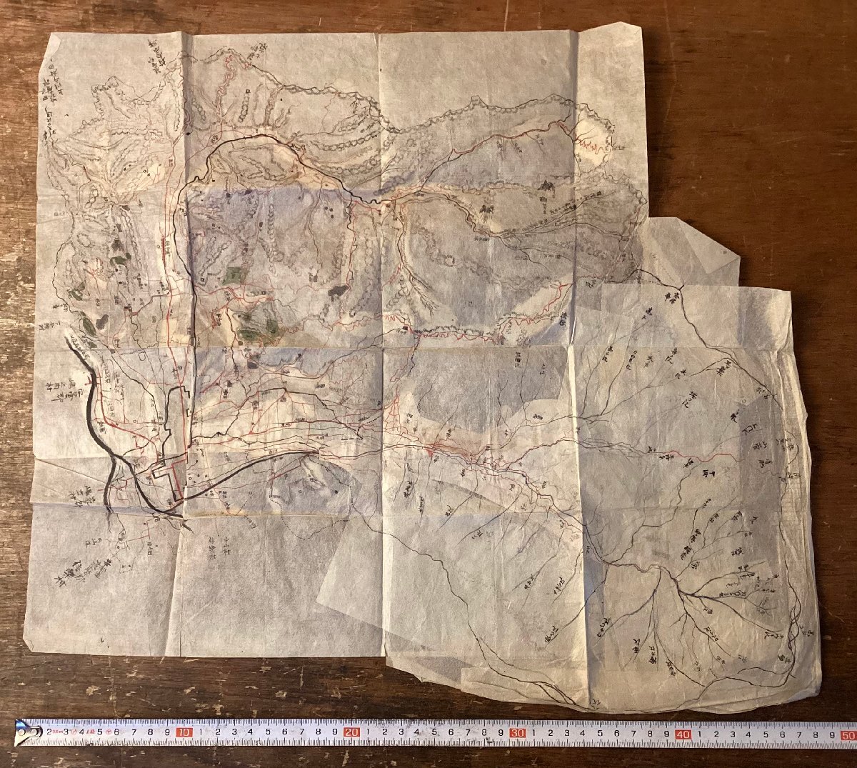LL-9878■送料込■地図 手書き 武家 大名 古地図 ●破れ有り/くNKら