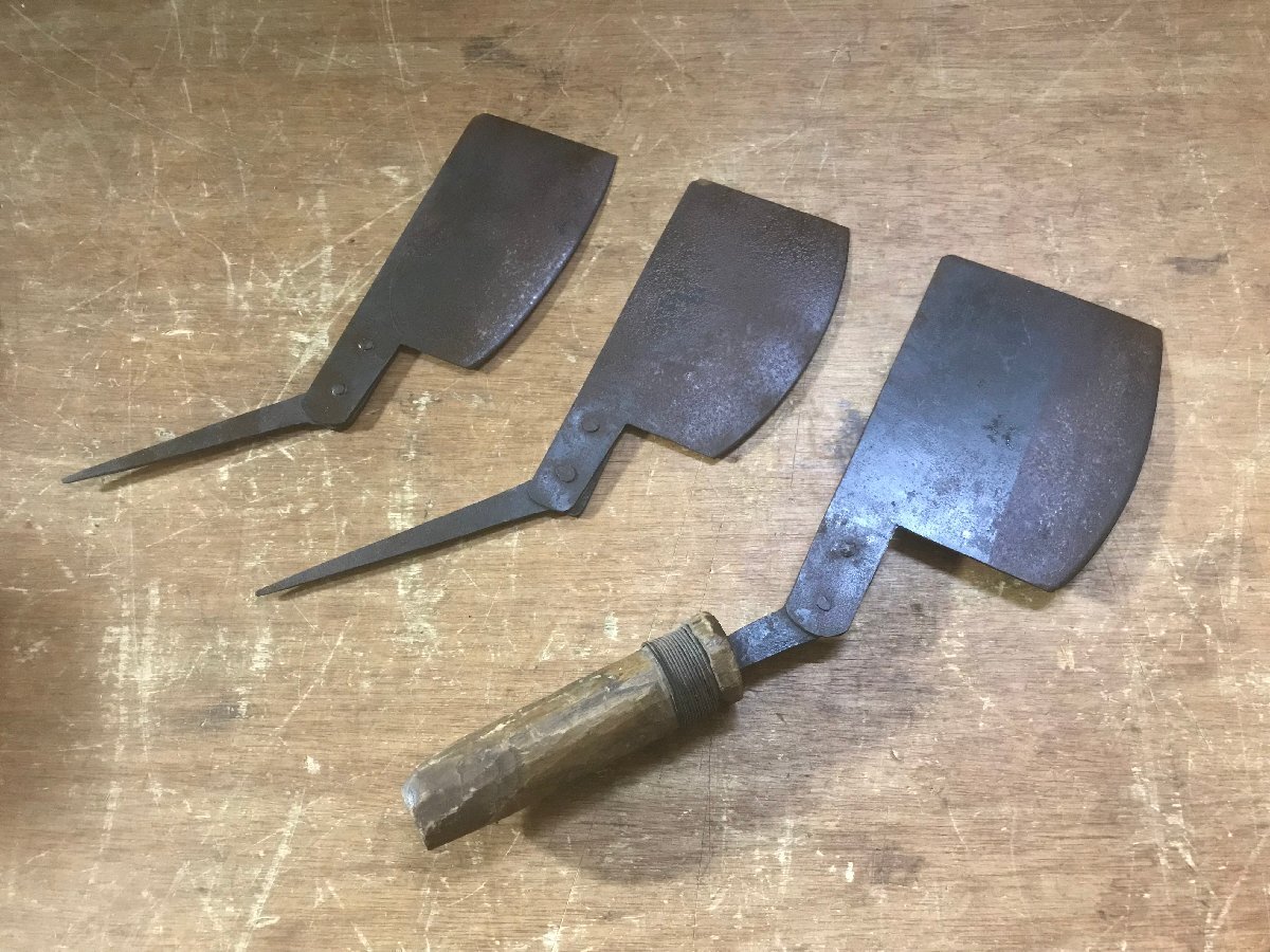 SS-6719■送料込■ ちょうな ちょんな 枝切 丸太 皮剥き 鉈 斧 銑 刃物 大工道具 工具 刃幅:14cm 13cm 13cm 626g●3個まとめて/くMAら