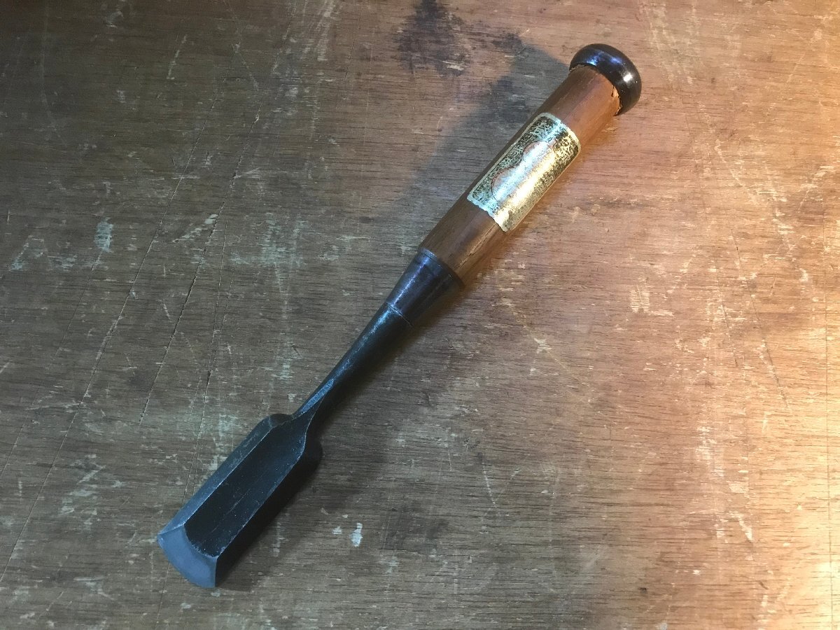 SS-6764■送料込■ 藤吉郎 鑿 のみ ノミ 叩き鑿 丸鑿 大工道具 工具 道具 在銘 刃幅:24ｍm 140g /くMAら