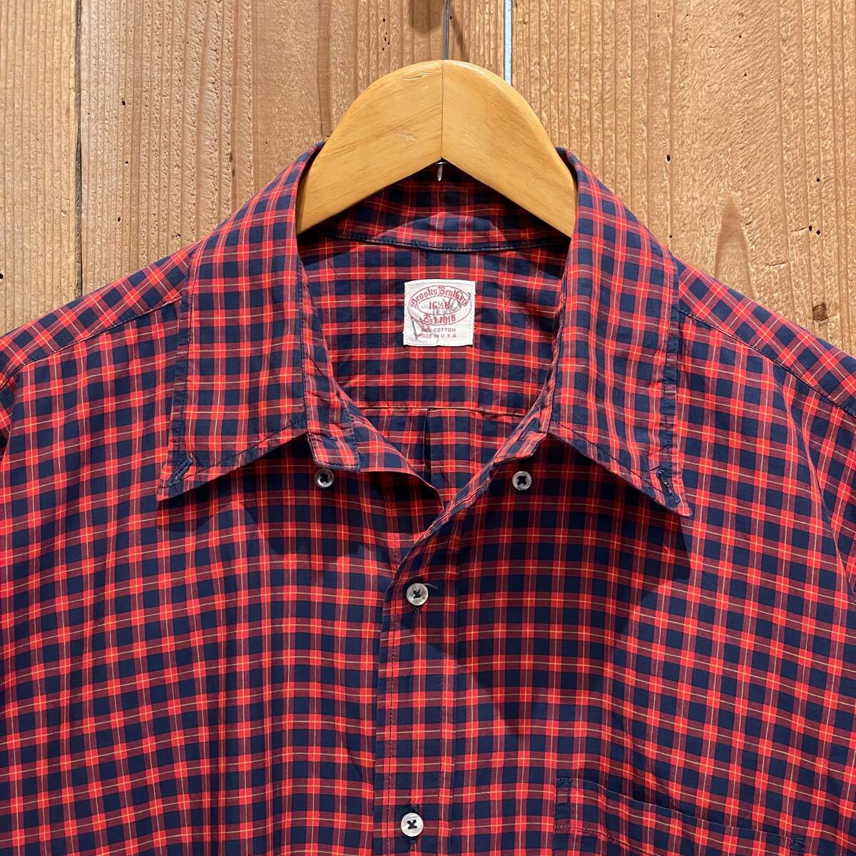 【サイズ 16 1/2】70s USA制 Brooks Brothers コットン BD シャツ アメリカ古著 ブルックスブラザーズ 60s 6ボタン 長袖 ボタンダウン