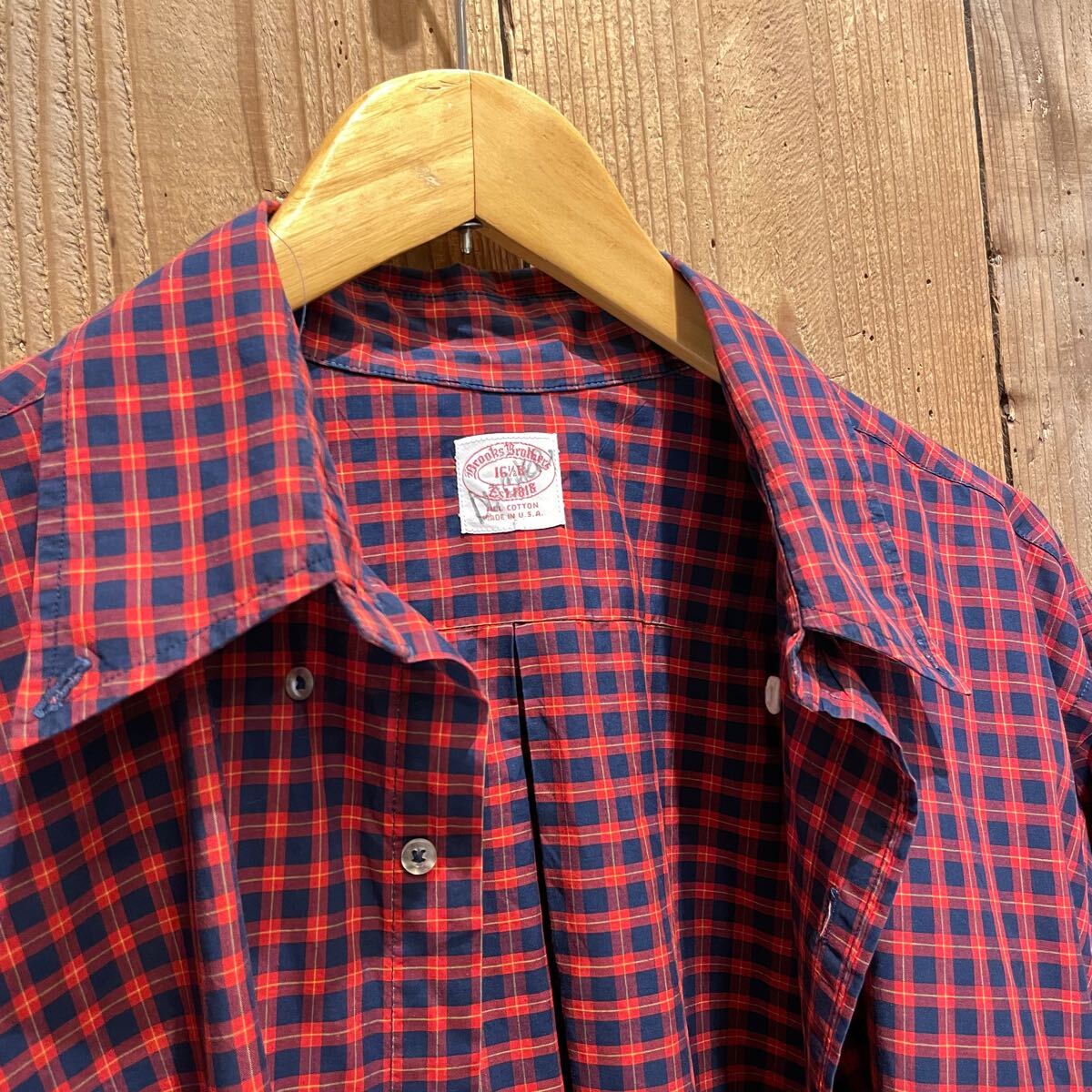 【サイズ 16 1/2】70s USA制 Brooks Brothers コットン BD シャツ アメリカ古著 ブルックスブラザーズ 60s 6ボタン 長袖 ボタンダウン