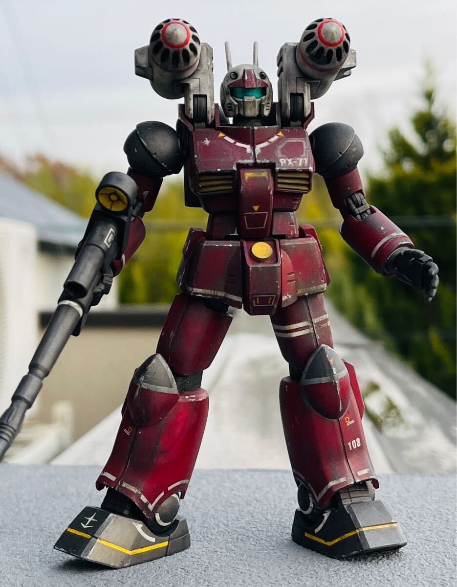 バンダイ 機動戦士ガンダム 1/144 HGガンキャノン完成品 基本無塗装ウェザリング施工のみ
