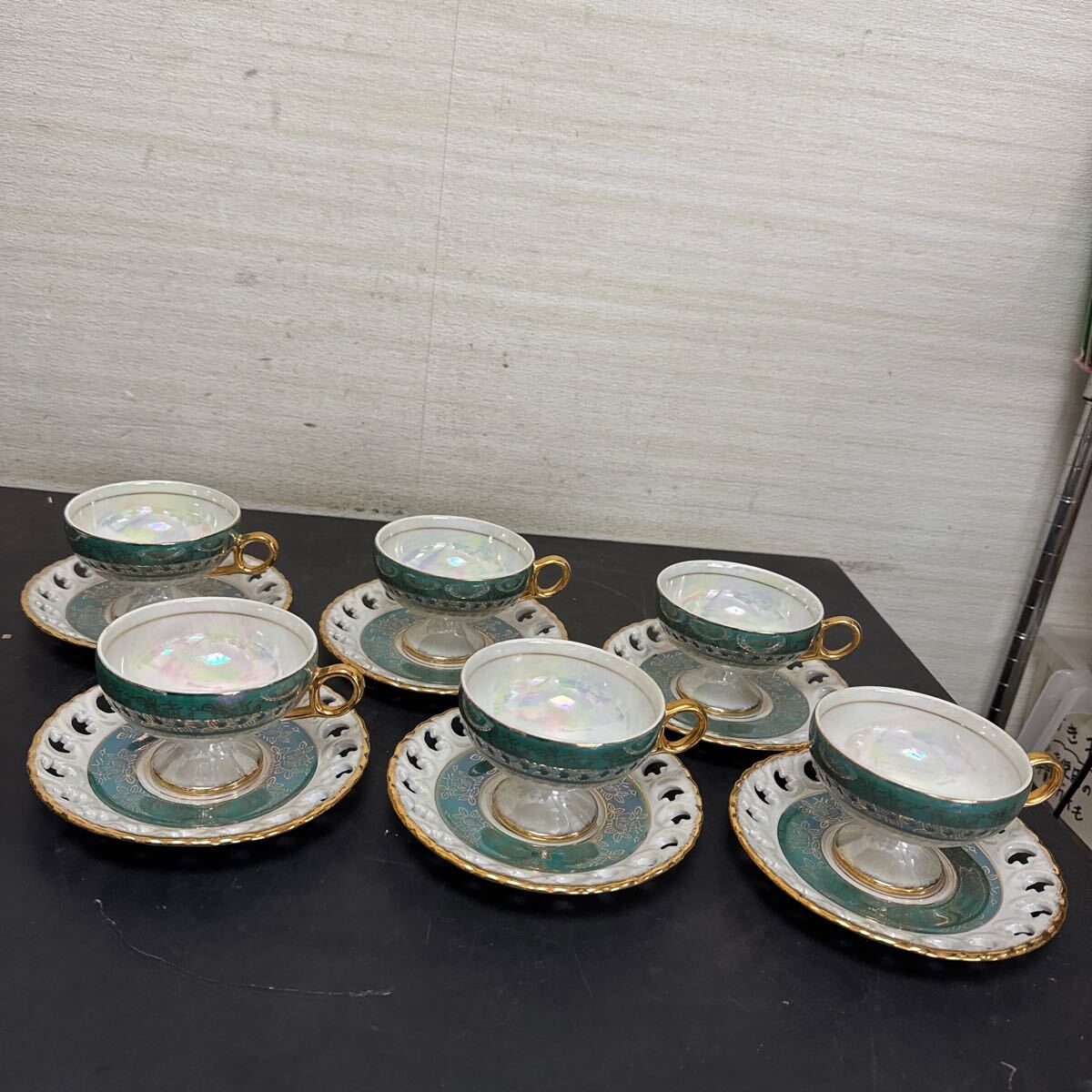 t12-77 カップ ソーサー 洋食器 6客　オーロラ　保管品