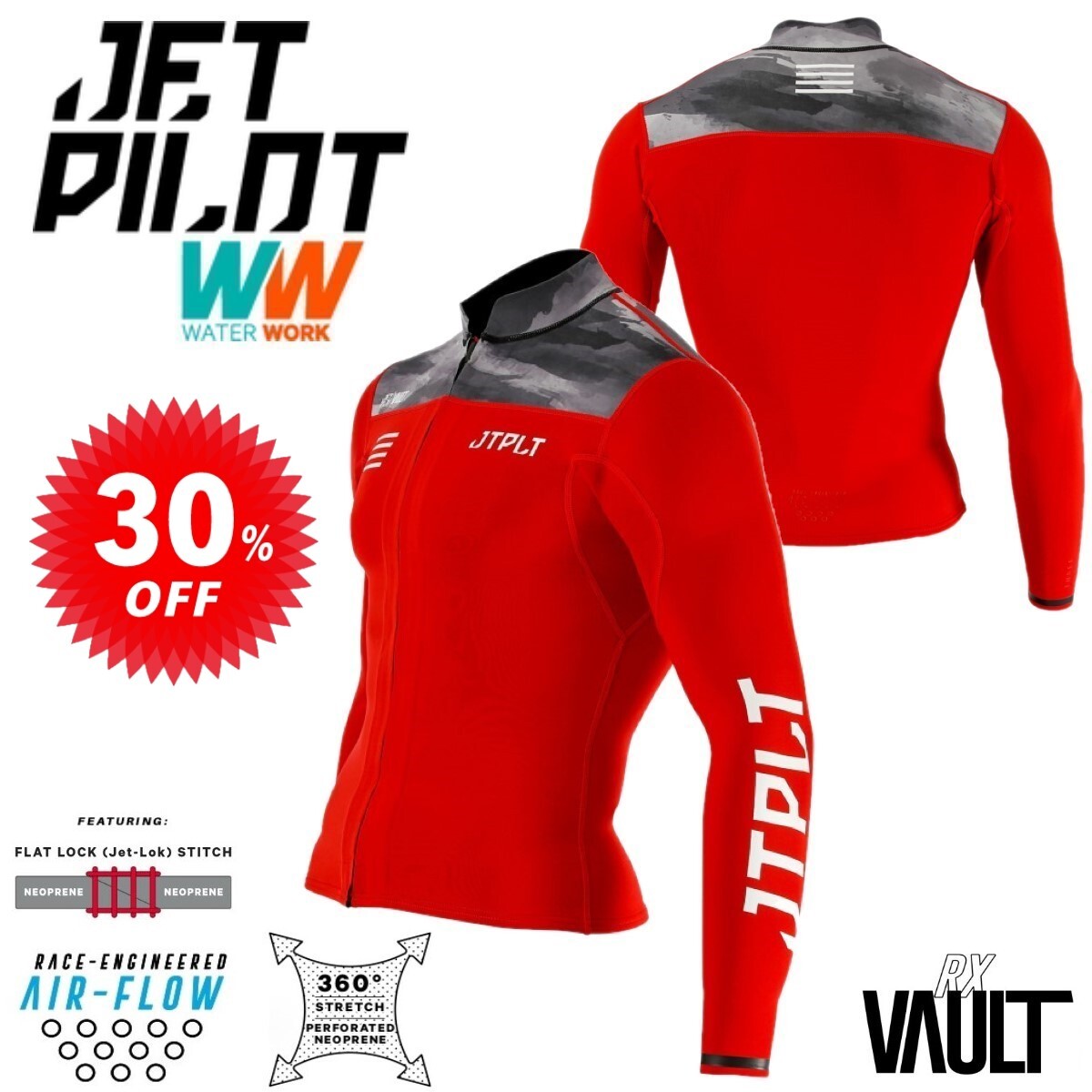 ジェットパイロット JETPILOT セール 30%オフ 送料無料 RX VAULT ボルト レース ジャケット JA22156C レッド/ブラック/カモ L