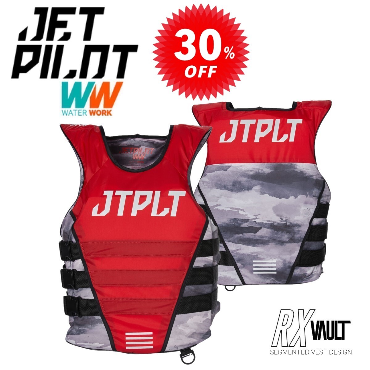 ジェットパイロット JETPILOT JCI認定 セール 30%オフ 送料無料 RX VAULT S/E ナイロン CGA ベスト JA22129CGA-C レッド/グレー/カモ L/XL