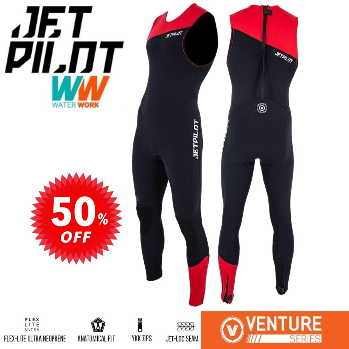 ジェットパイロット JETPILOT セール 50%オフ 送料無料 ベンチャー ジョン JA21154 ブラック/レッド XL