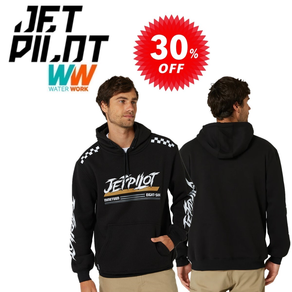 ジェットパイロット JETPILOT パーカー セール 30%オフ 送料無料 レース テック プルオーバー W23704 ブラック M