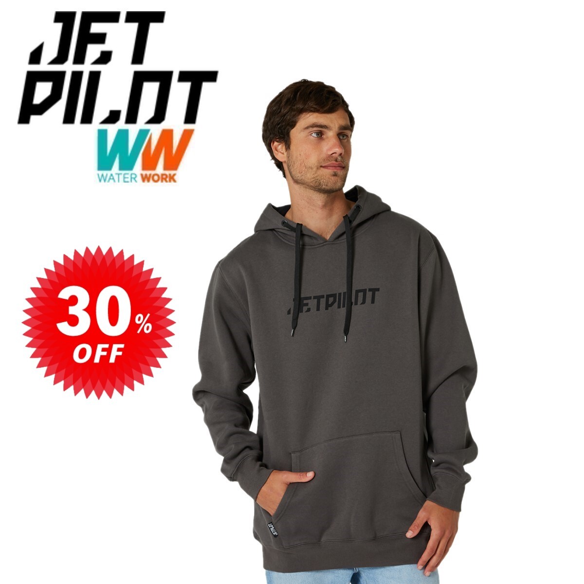 ジェットパイロット JETPILOT パーカー セール 30%オフ 送料無料 コーズ プルオーバー W23709 チャコール L
